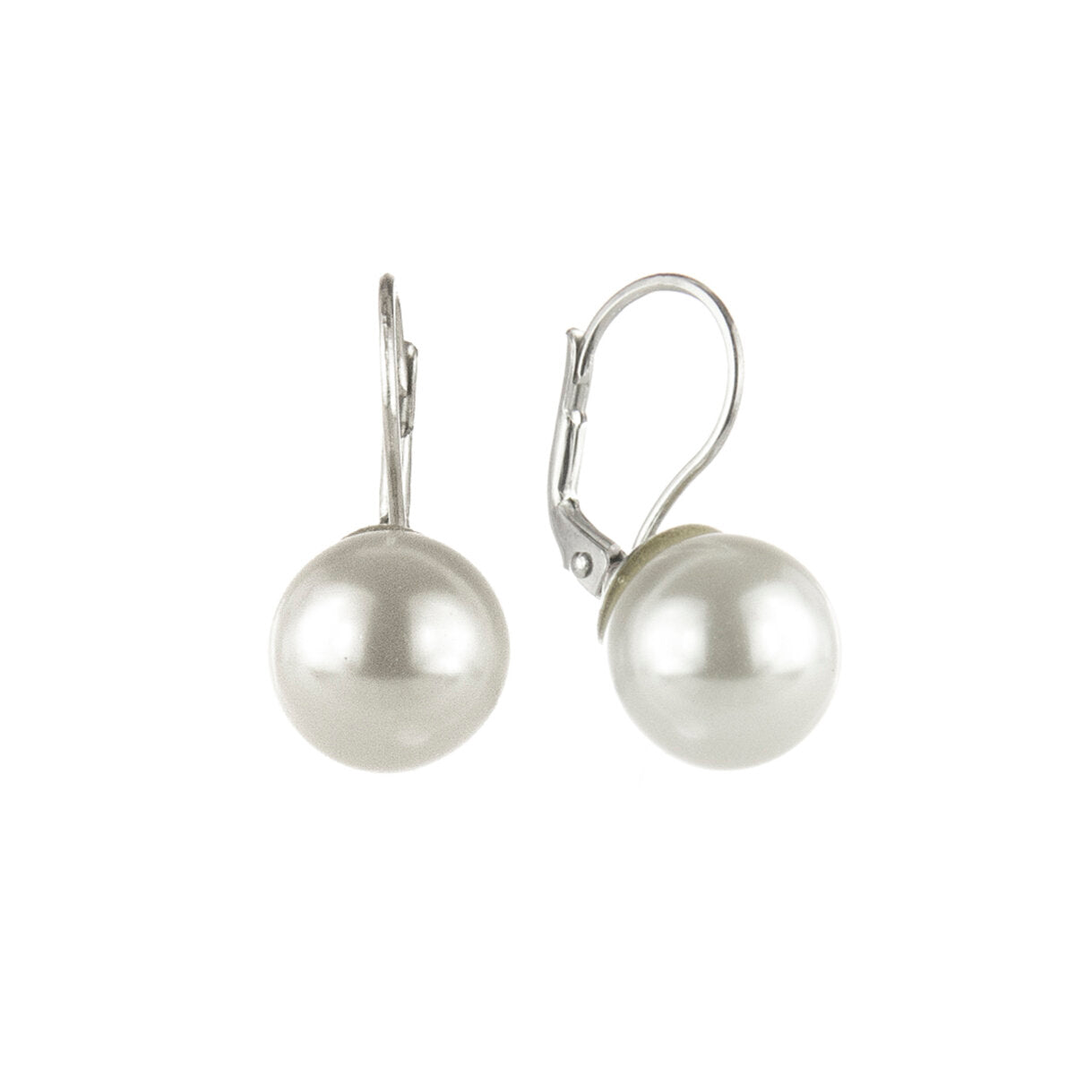 Clip-on earrings with shiny pearl Pearl - White - Sodini Bijoux