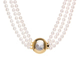 Three strand pearl necklace Pearl - Gold - Sodini Bijoux