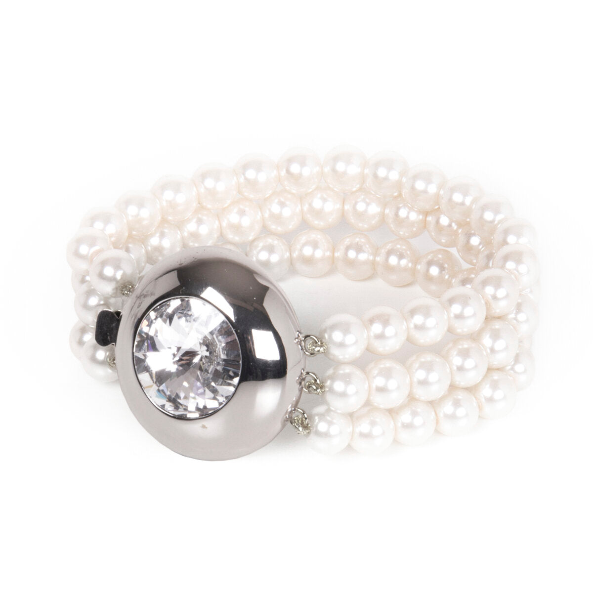 Three strands pearl bracelet Pearl - Silver - Sodini Bijoux