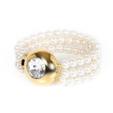 Three strand pearl bracelet Pearl - Gold - Sodini Bijoux