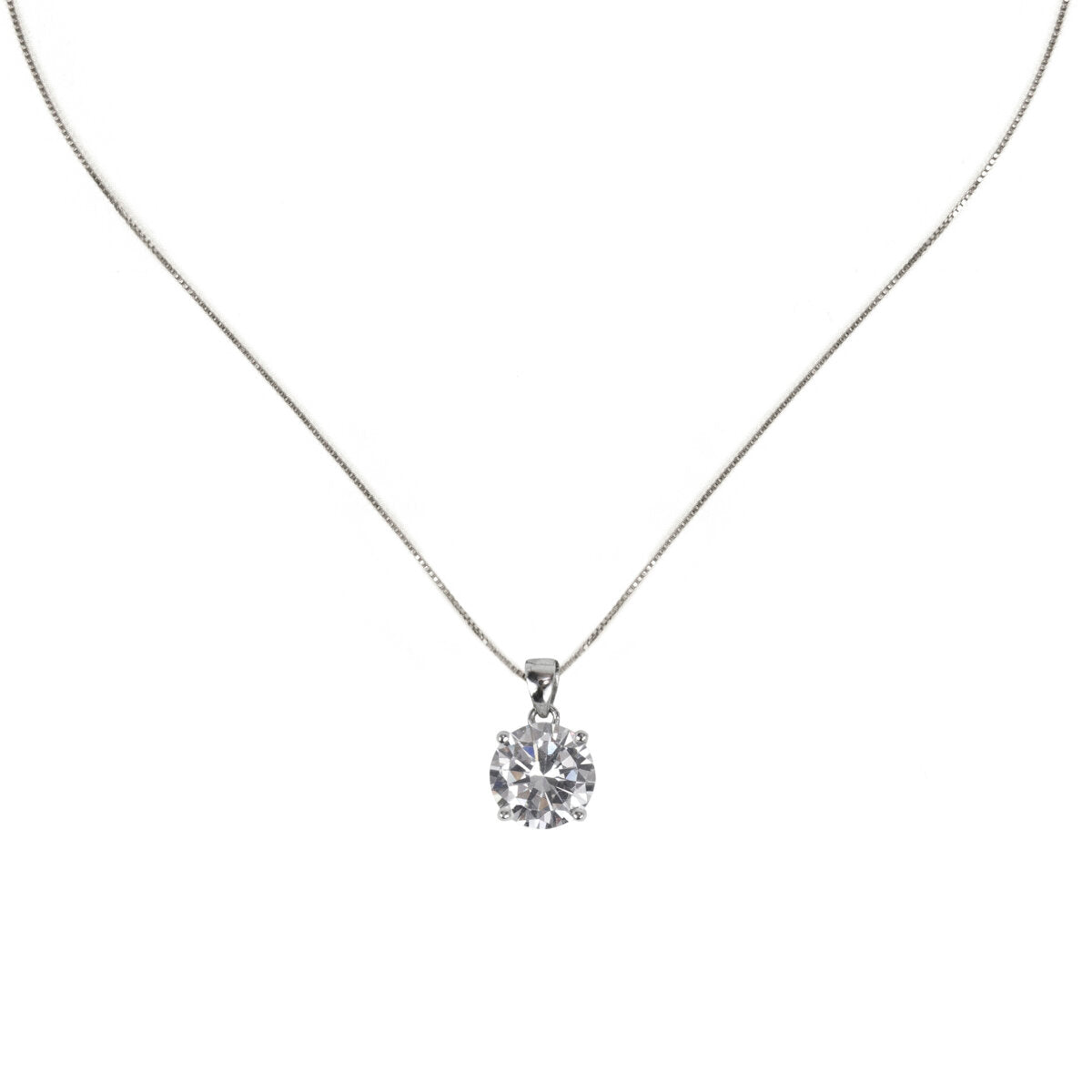 Necklace with large cubic zirconia Pearl - White - Sodini Bijoux