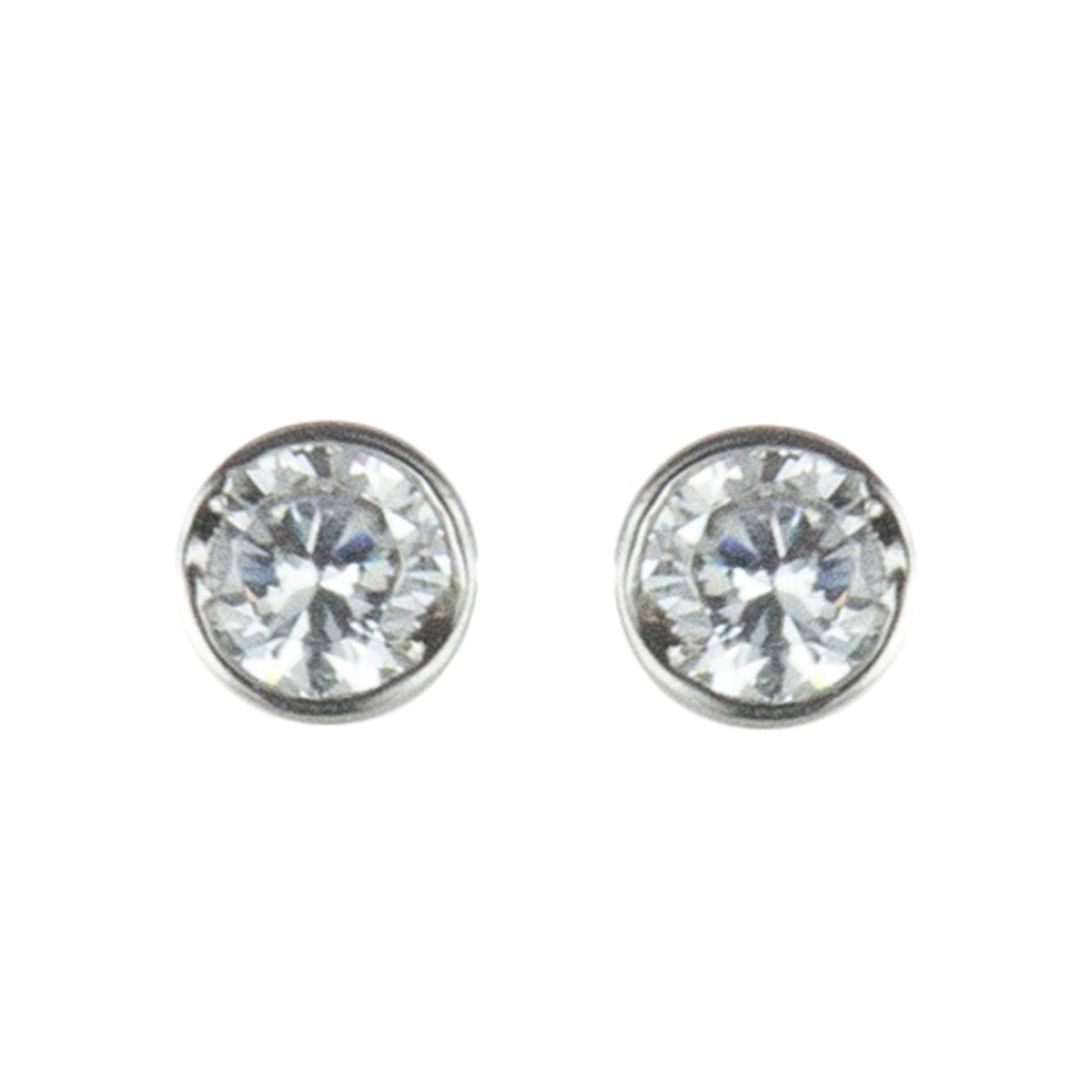 Round cubic zirconia earrings Pearl - White - Sodini Bijoux