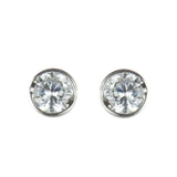 Round cubic zirconia earrings Pearl - White - Sodini Bijoux