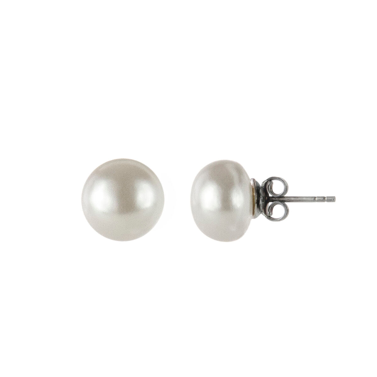 Earrings with oblate pearl Pearl - White - Sodini Bijoux