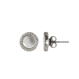 Button earrings with cubic zirconia Pearl - White - Sodini Bijoux