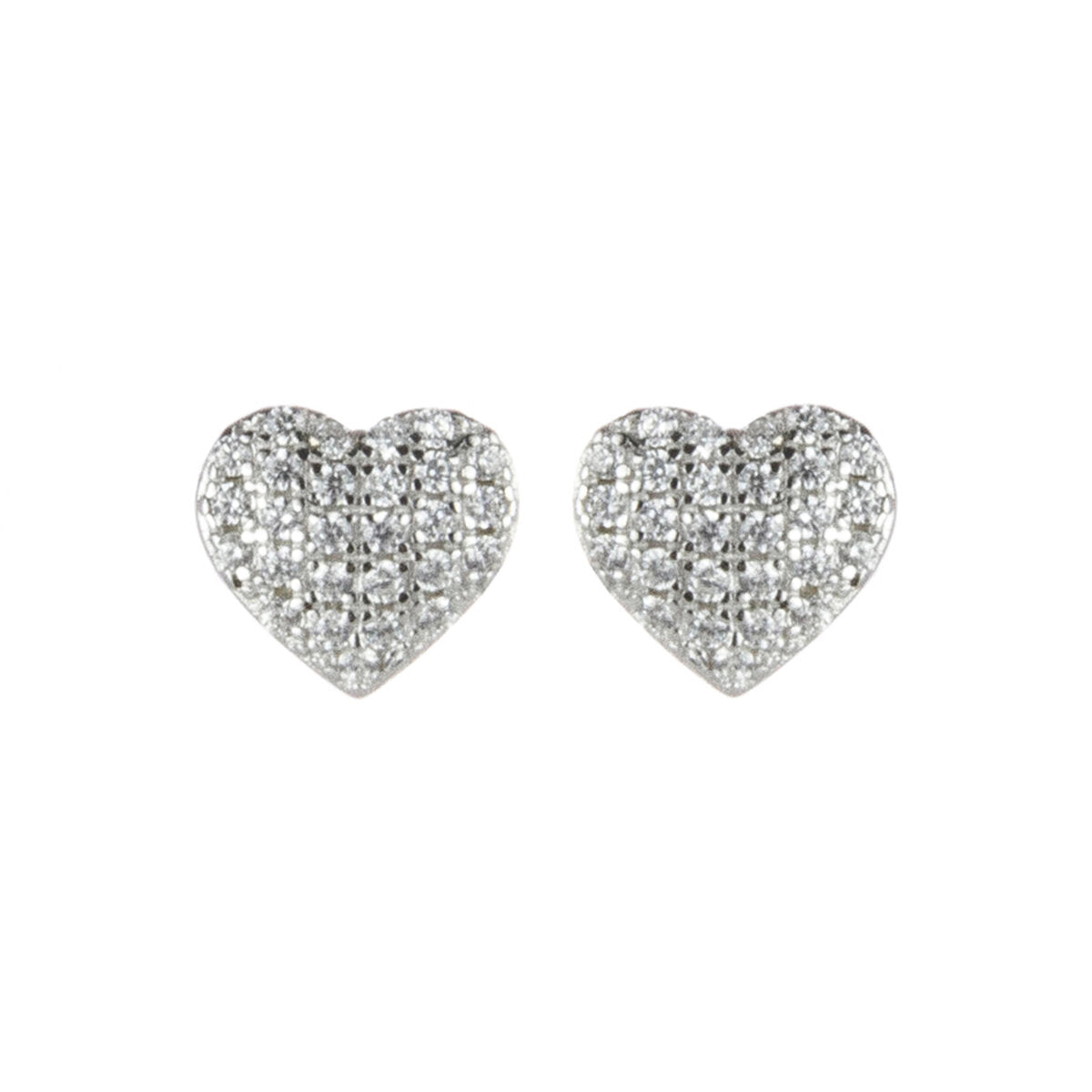 Heart earrings with cubic zirconia Pearl - White - Sodini Bijoux