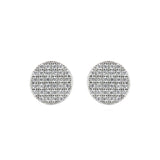 Button earrings with cubic zirconia pave Pearl - White - Sodini Bijoux