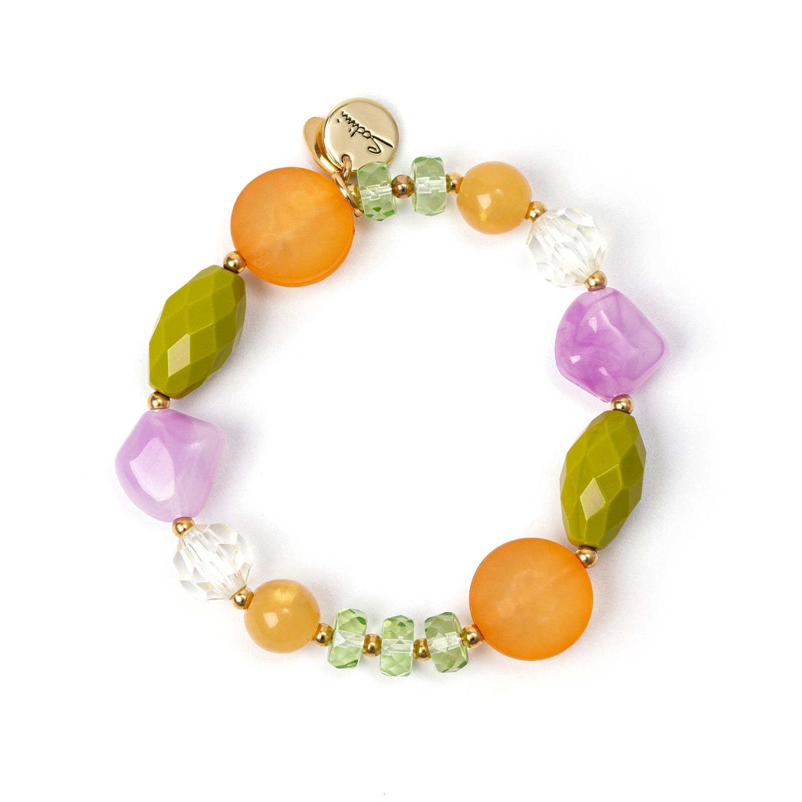 Elastic bracelet glass pearls and olives Flora - ["Multicolor"] - Sodini Bijoux