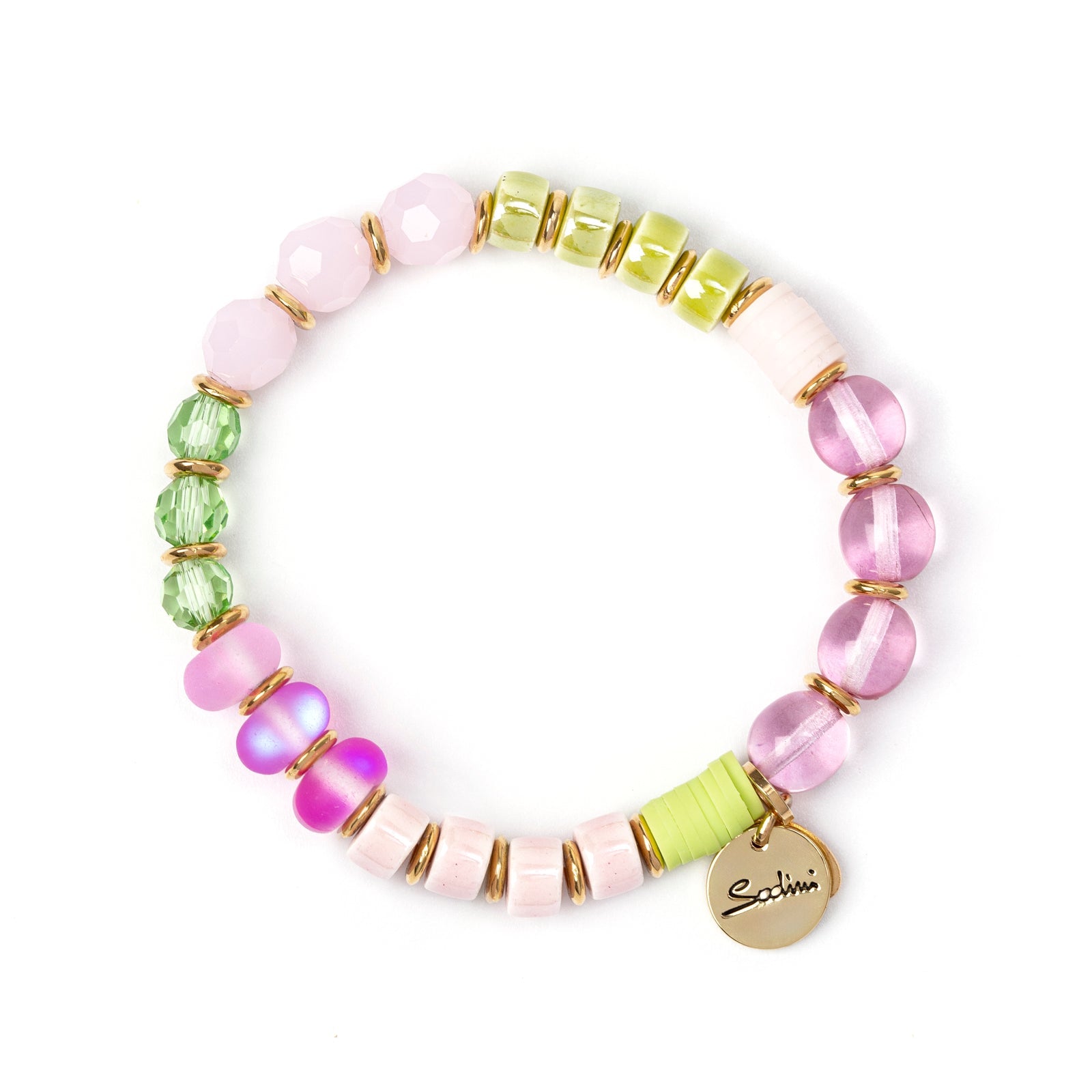 Elastic bracelet glass pearls little rings Flora - ["Multicolor"] - Sodini Bijoux