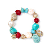 Elastic bracelet with stones, beads and pendants Ondina - Multicolor - Sodini Bijoux