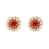 Flower of mini-pearls earrings Ondina - Rosso - Sodini Bijoux