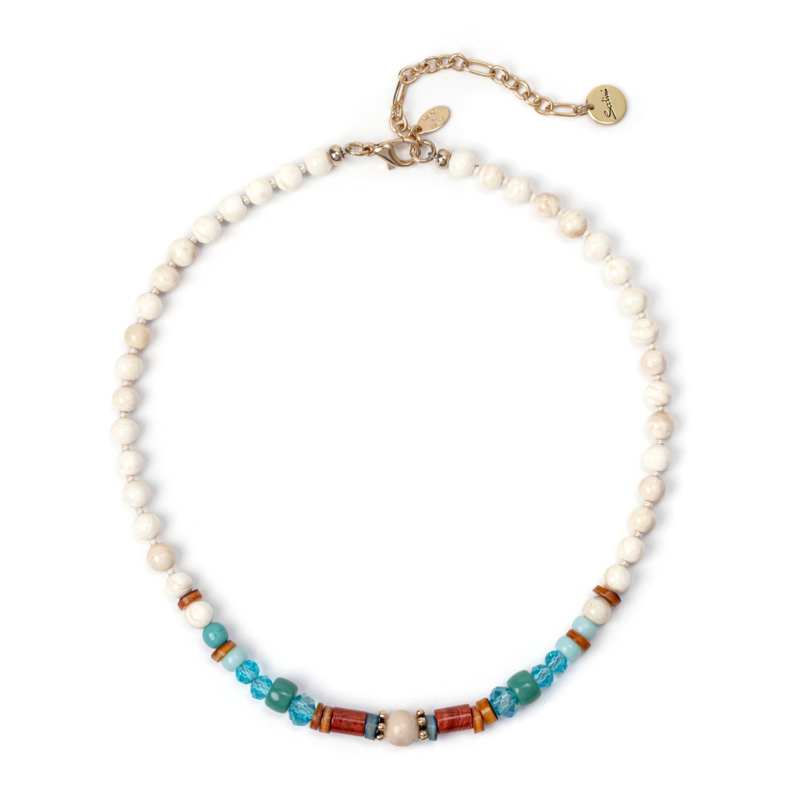 Collana corta boule, anellini, perline Partenope - Multicolor - Sodini Bijoux