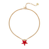 Collana corta groumette e stella marina Partenope - Rosso - Sodini Bijoux