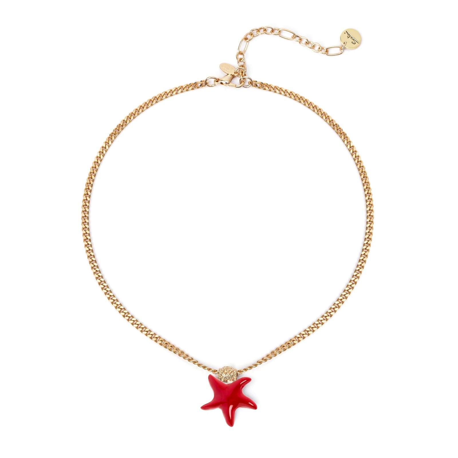 Short necklace groumette and starfish Partenope - Rosso - Sodini Bijoux