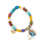 Bracciale elastico con cornetto e perla Partenope - Multicolor - Sodini Bijoux