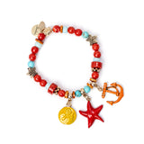 Bracciale elastico con ancora, stella di mare e dischetto Partenope - Multicolor - Sodini Bijoux