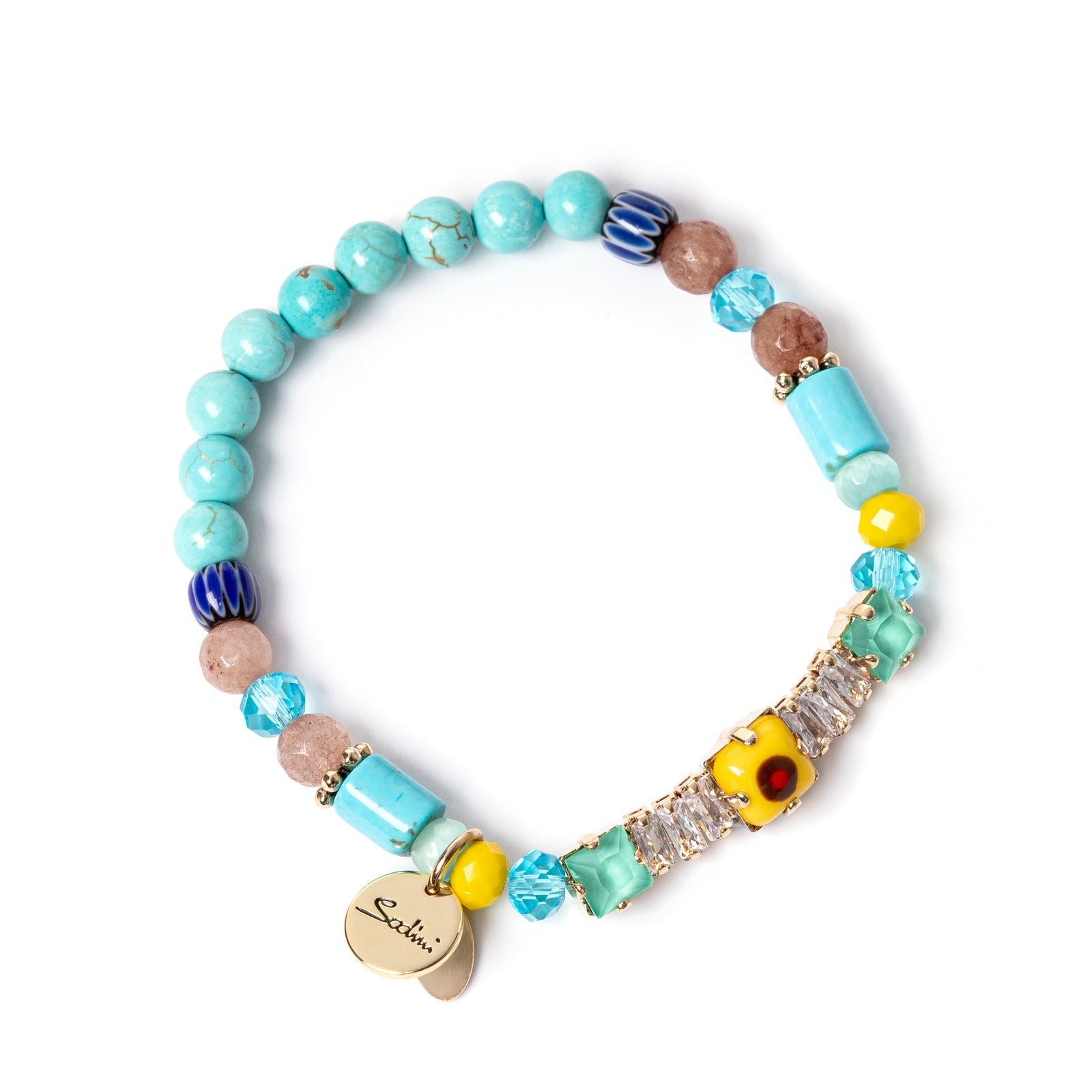 Bracciale elastico con charm a fascia Partenope - Multicolor - Sodini Bijoux