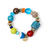 Elastic bracelet large boules, beads and rings Partenope - Multicolor - Sodini Bijoux