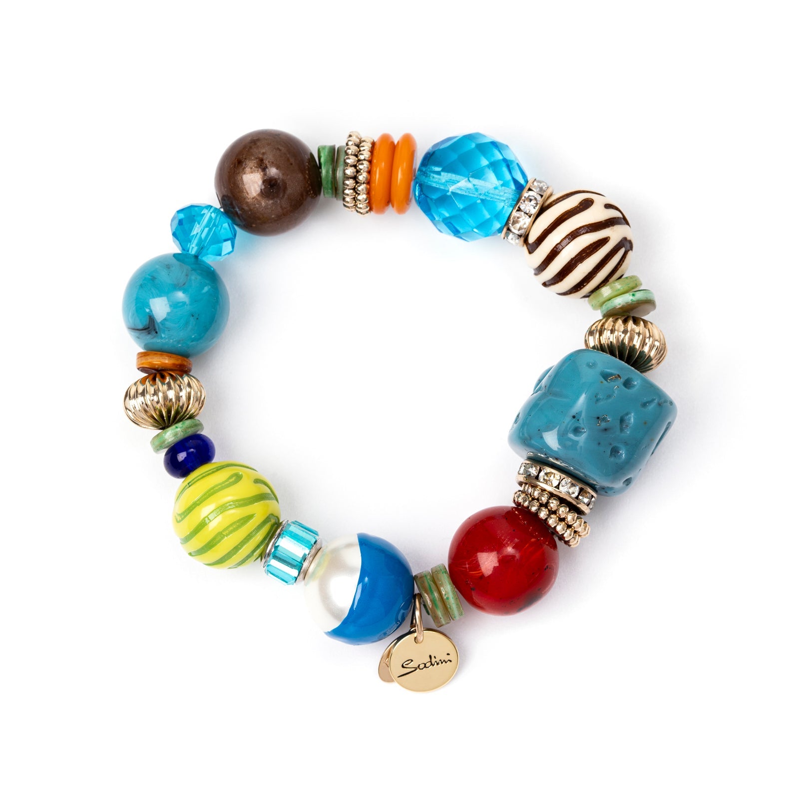 Bracciale elastico grandi boule, perline, anellini Partenope - Multicolor - Sodini Bijoux