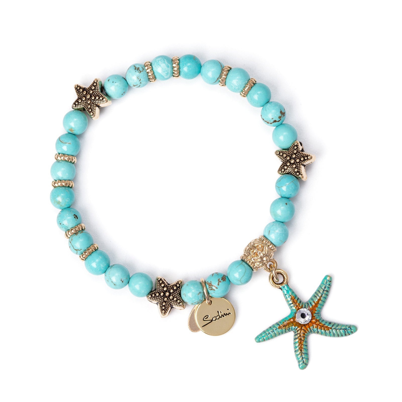 Elastic bracelet with dangling starfish Partenope - Turchese - Sodini Bijoux