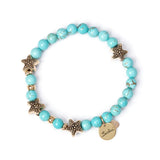 Bracciale elastico boule e mini stelle marine Partenope - Turchese - Sodini Bijoux