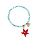 Elastic bracelet boules and starfish Partenope - Rosso - Sodini Bijoux