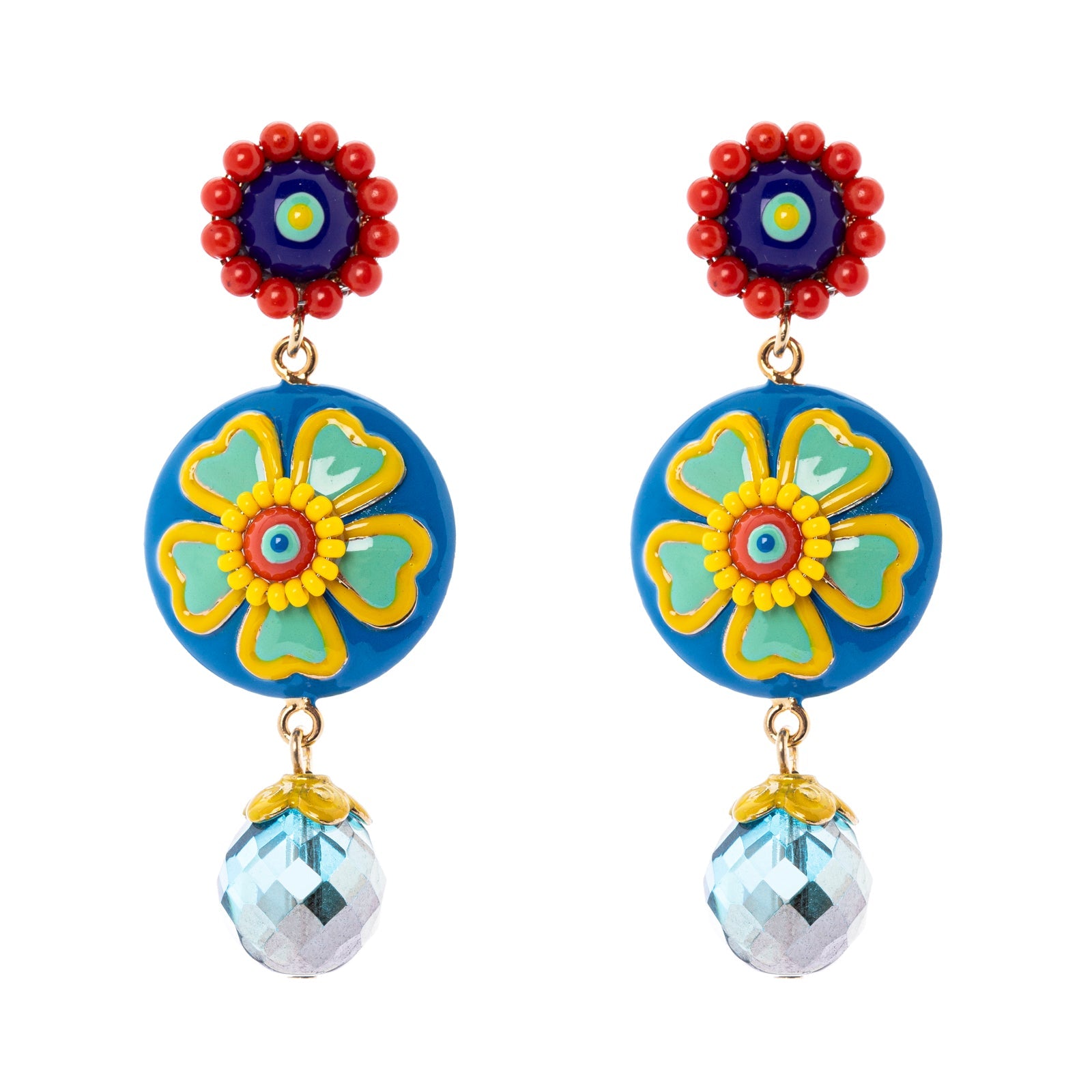 Orecchini a due fiori Partenope - Multicolor - Sodini Bijoux