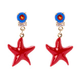 Orecchini con stella di mare pendente Partenope - Rosso - Sodini Bijoux