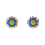 Mini orecchini cabochon e zirconi Partenope - Blu - Sodini Bijoux