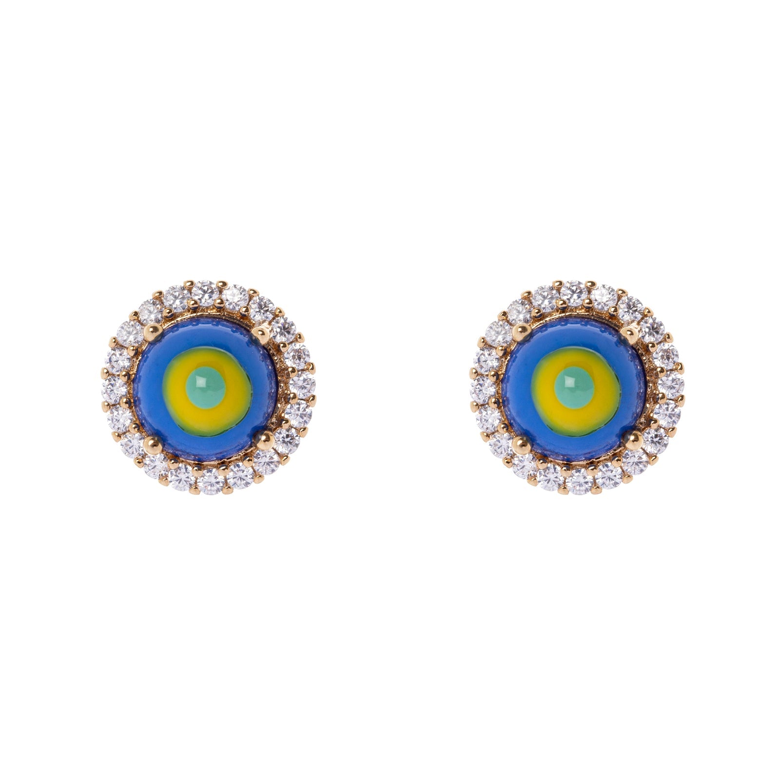 Mini orecchini cabochon e zirconi Partenope - Blu - Sodini Bijoux