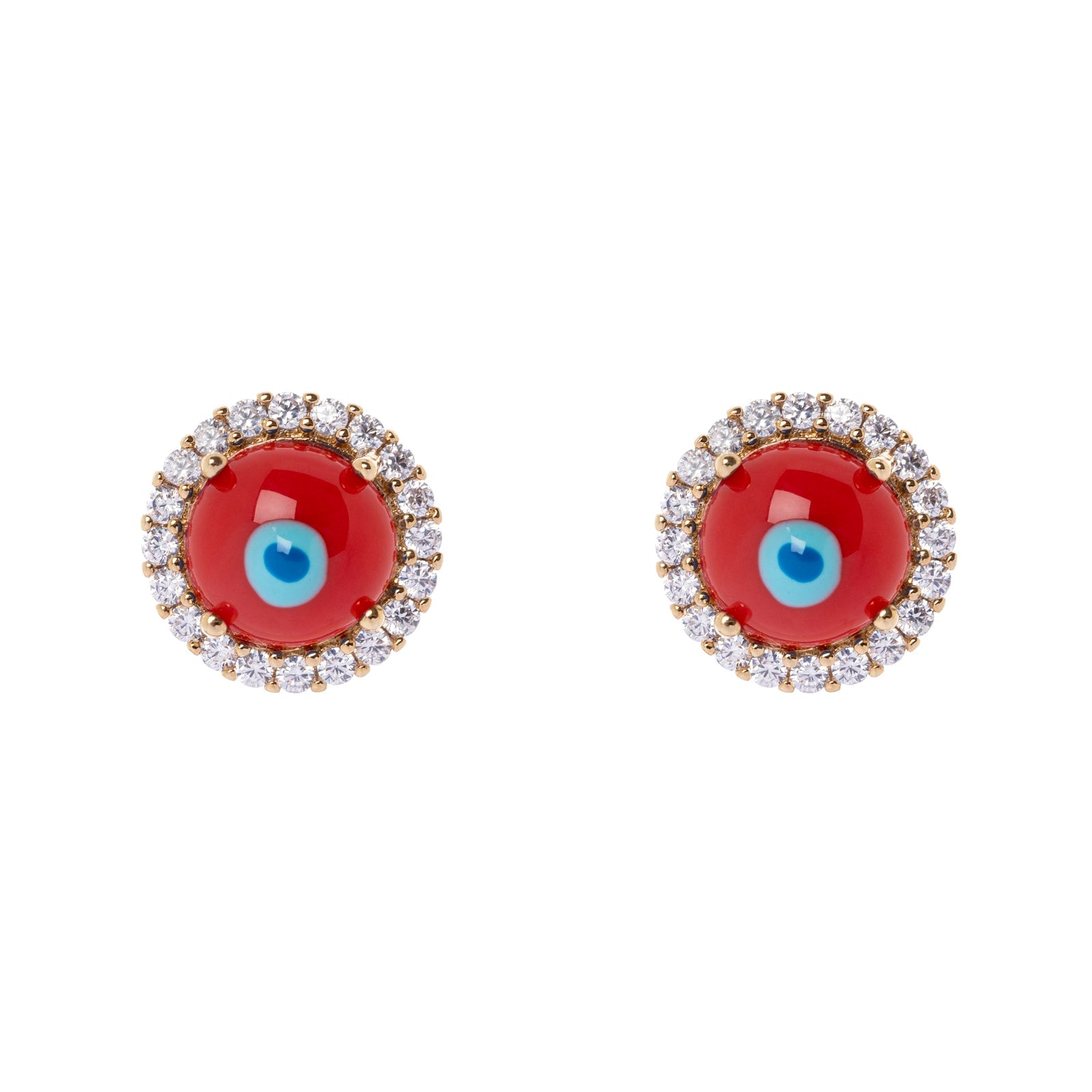 Mini orecchini cabochon e zirconi Partenope - Rosso - Sodini Bijoux