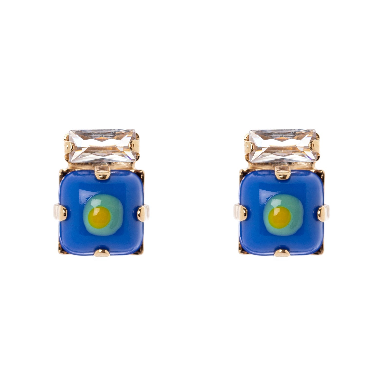 Piccoli orecchini zircone e cabochon Partenope - Blu - Sodini Bijoux