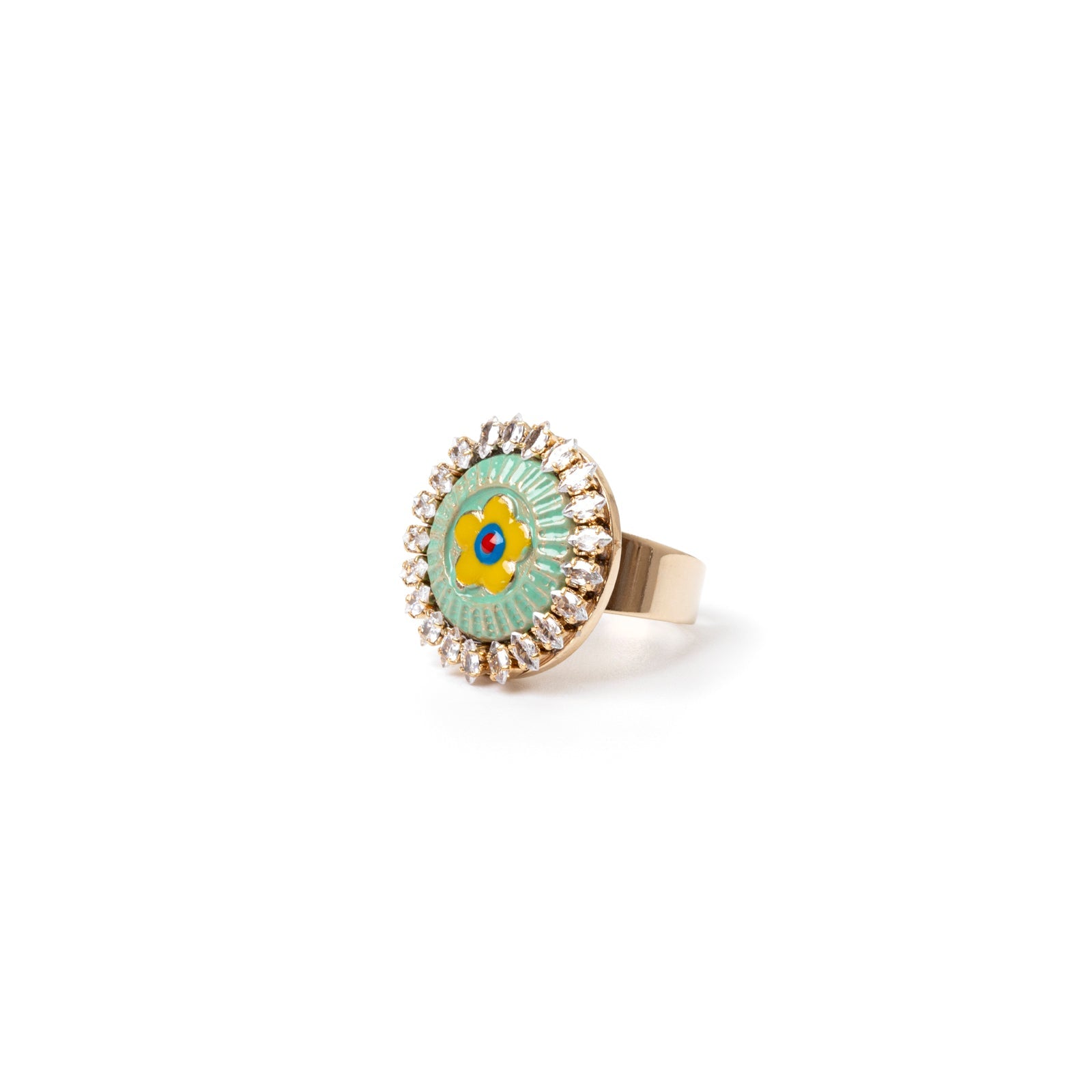 Ring with flower creation and zirconias Partenope - Multicolor - Sodini Bijoux