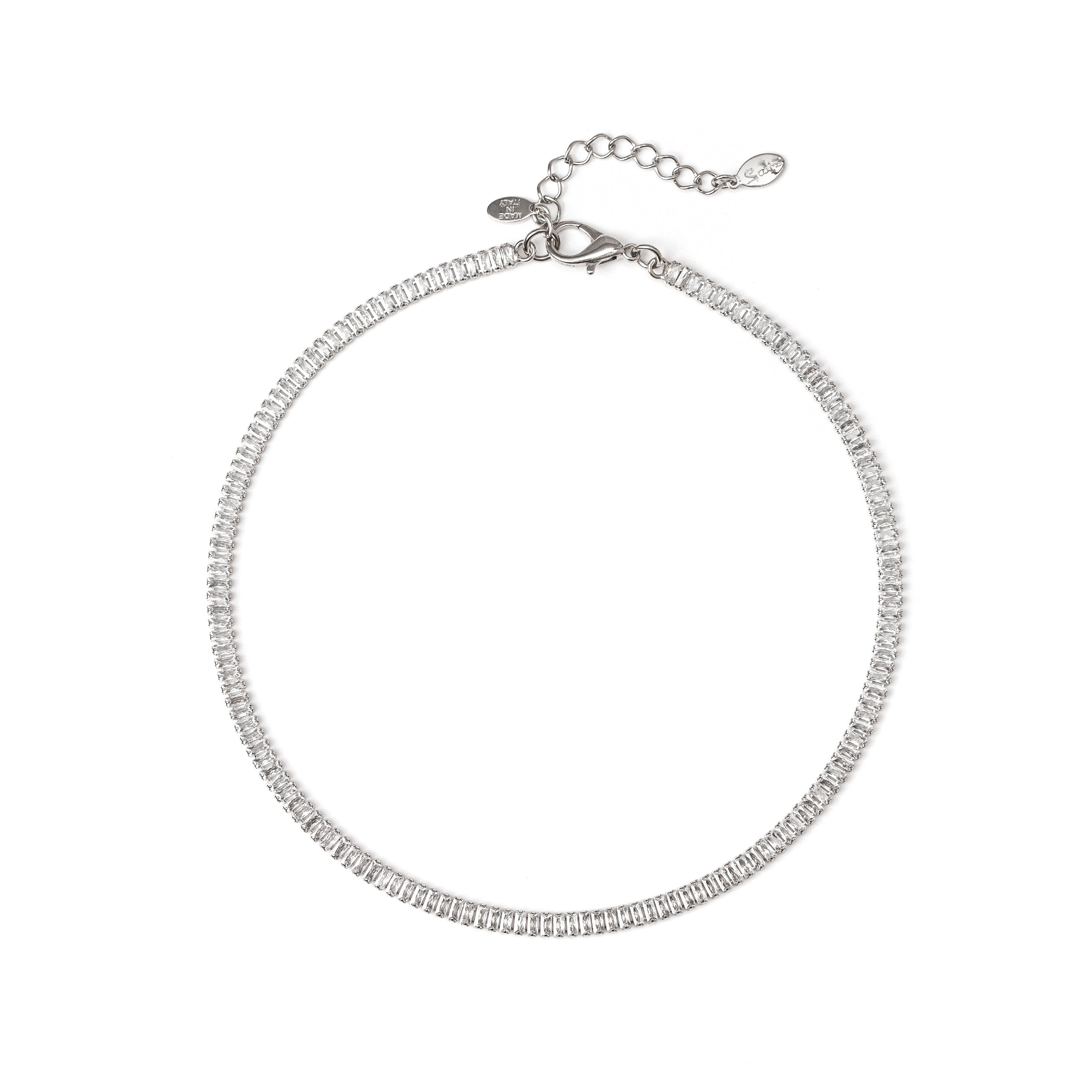 Baguette cubic zirconia necklace Diana - White - Sodini Bijoux