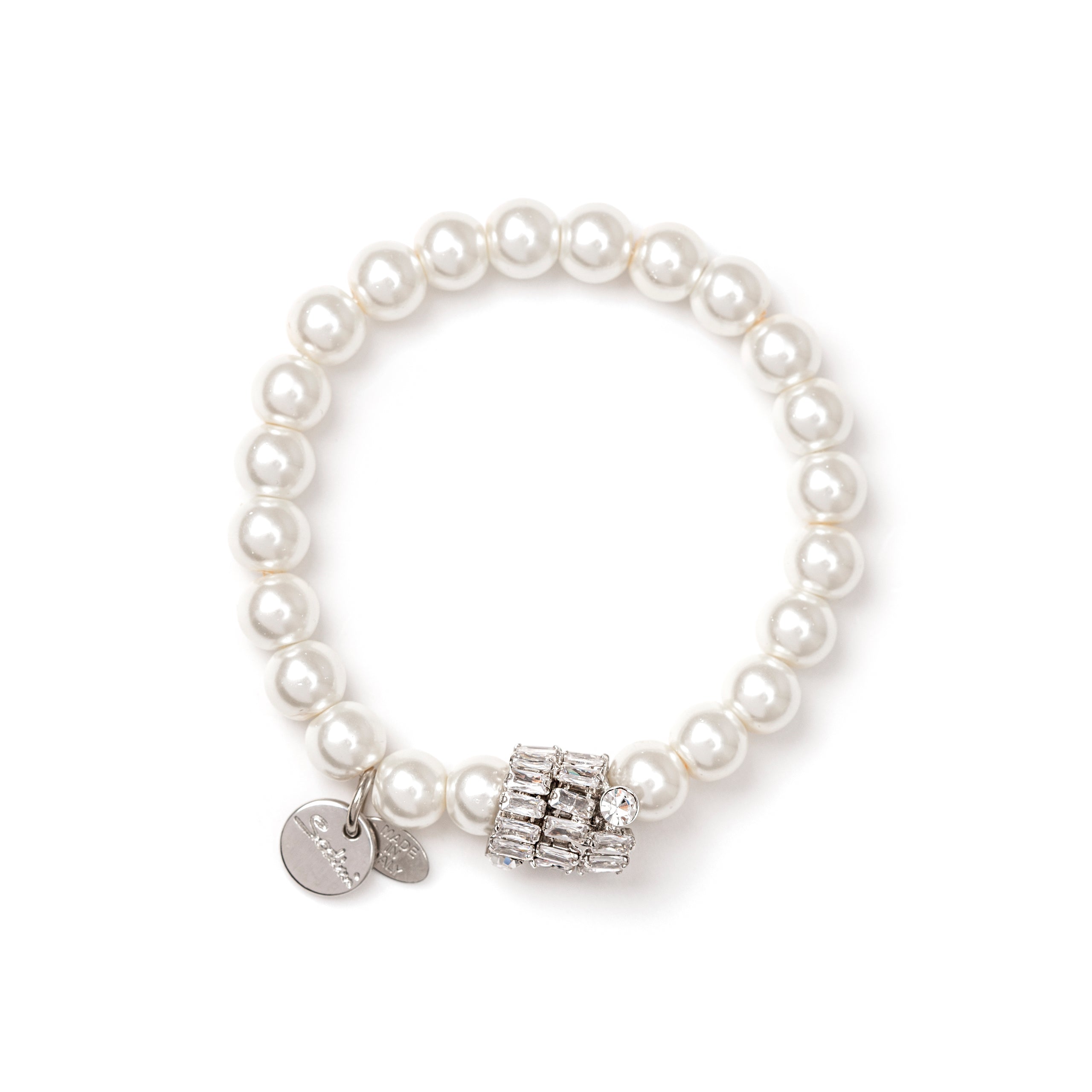 Elastic bead bracelet Diana - White - Sodini Bijoux