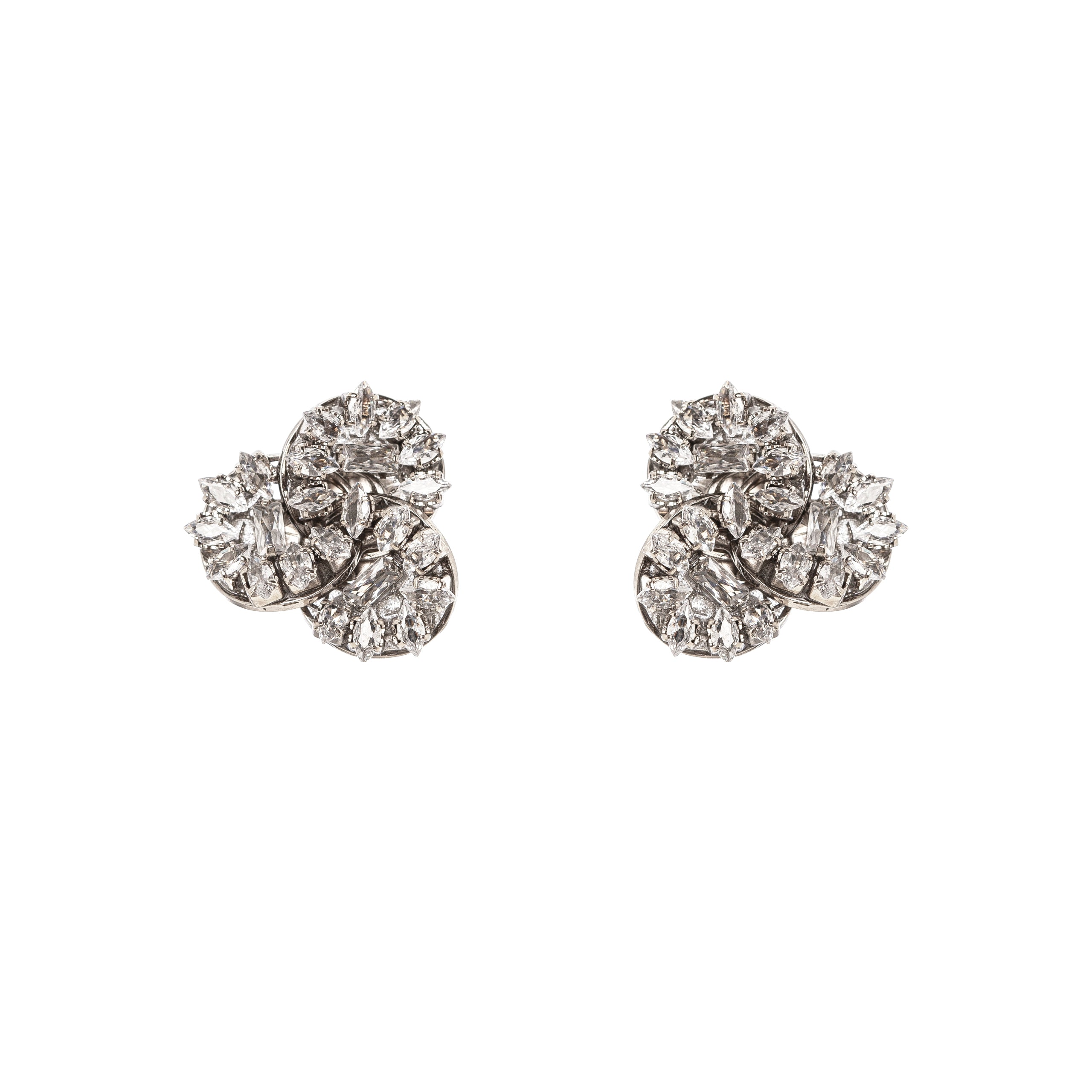 Crossed disc earrings Diana - White - Sodini Bijoux