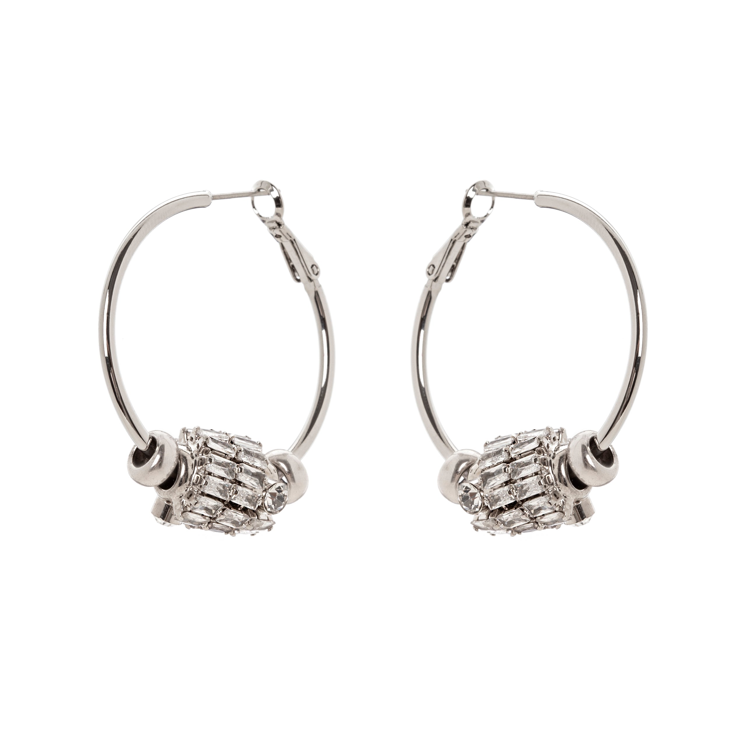 Hoop and charm earrings Diana - White - Sodini Bijoux