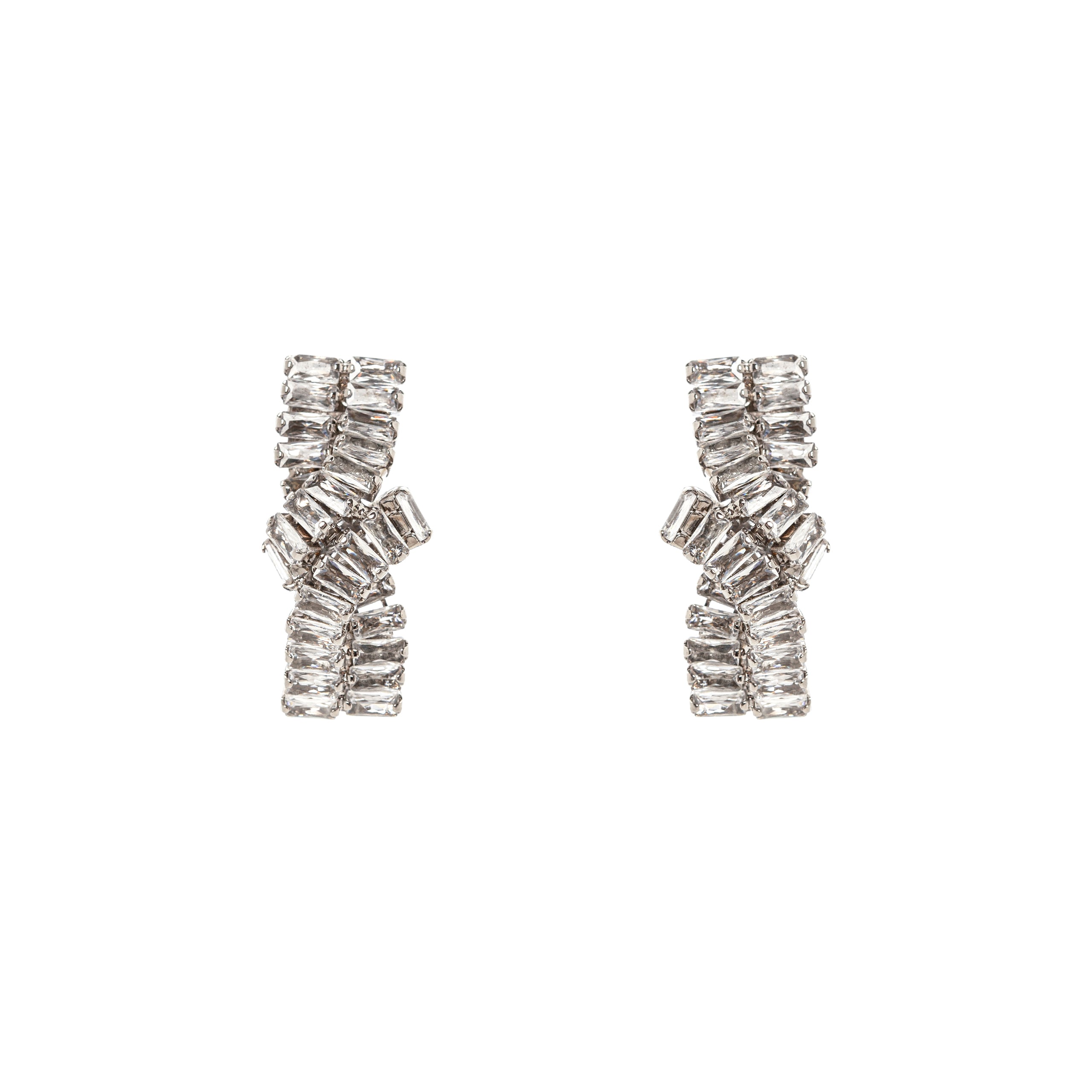 Crossed band earrings Diana - White - Sodini Bijoux