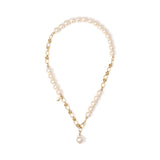 Pearl and chain necklace Kelly - White - Sodini Bijoux