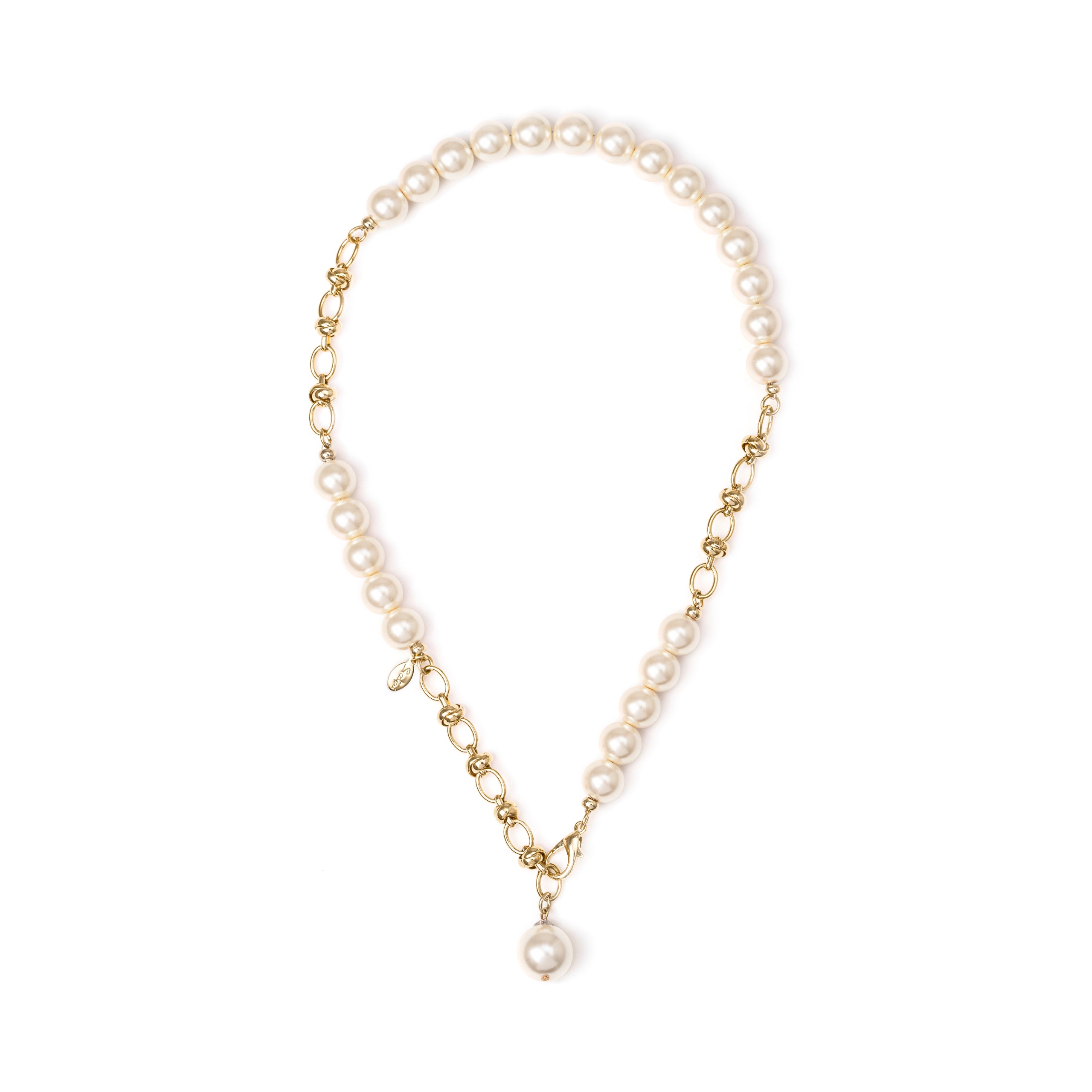 Pearl and chain necklace Kelly - White - Sodini Bijoux