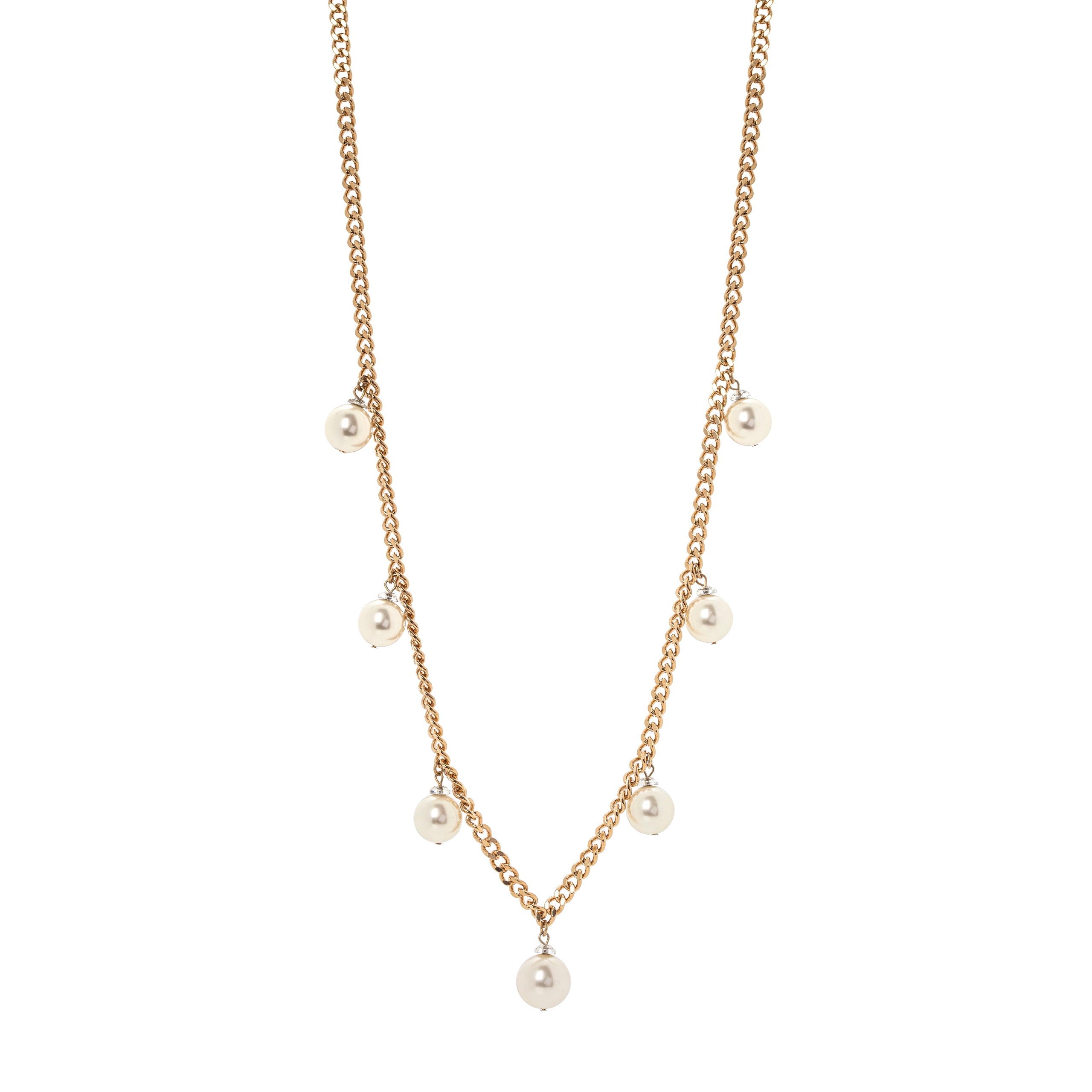 Long necklace with dangling pearls Kelly - White - Sodini Bijoux