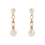 Two pearl and chain earrings Kelly - White - Sodini Bijoux