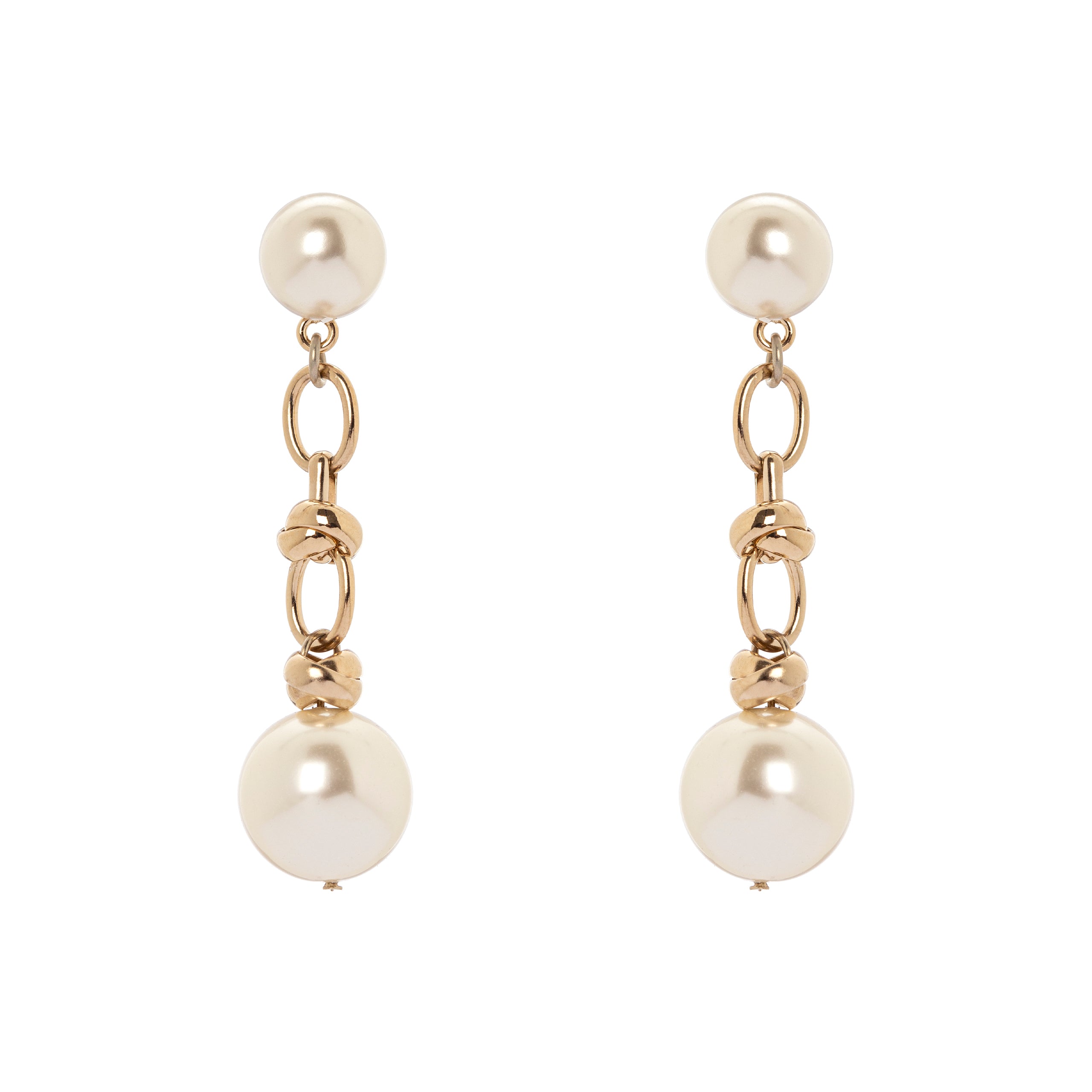 Two pearl and chain earrings Kelly - White - Sodini Bijoux