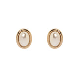 Oval button earrings Kelly - White - Sodini Bijoux