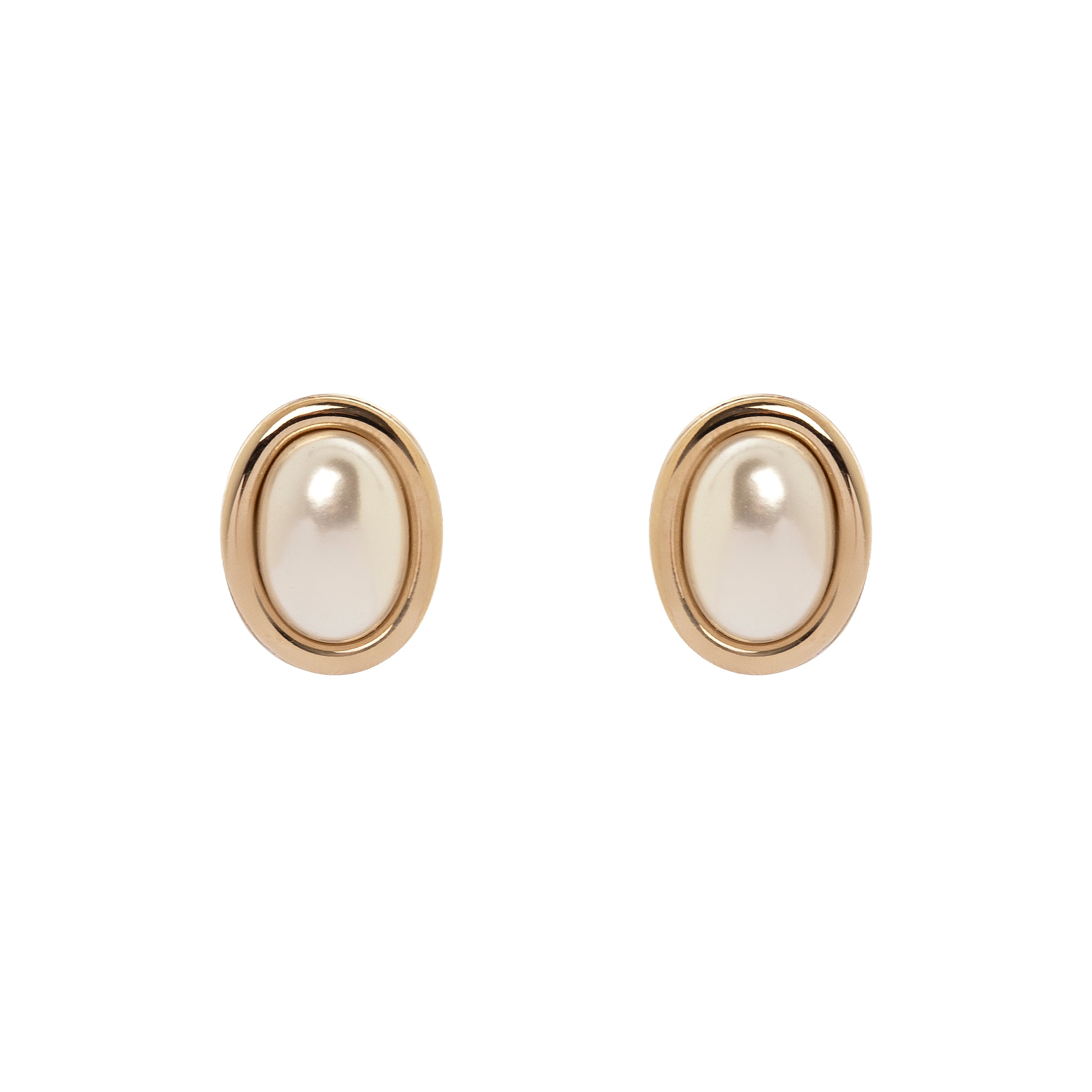 Oval button earrings Kelly - White - Sodini Bijoux