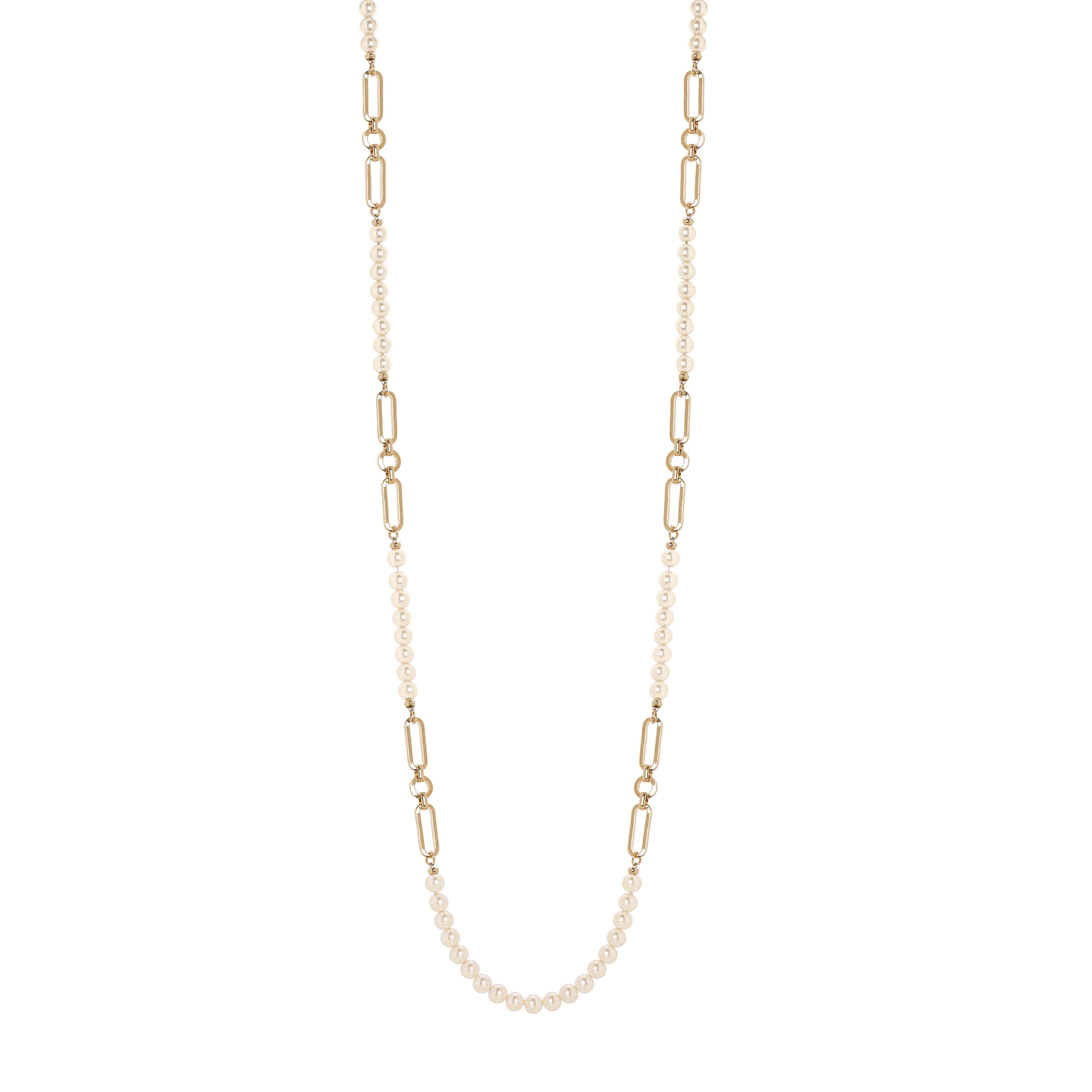 Long chain and pearl necklace Kelly - White - Sodini Bijoux