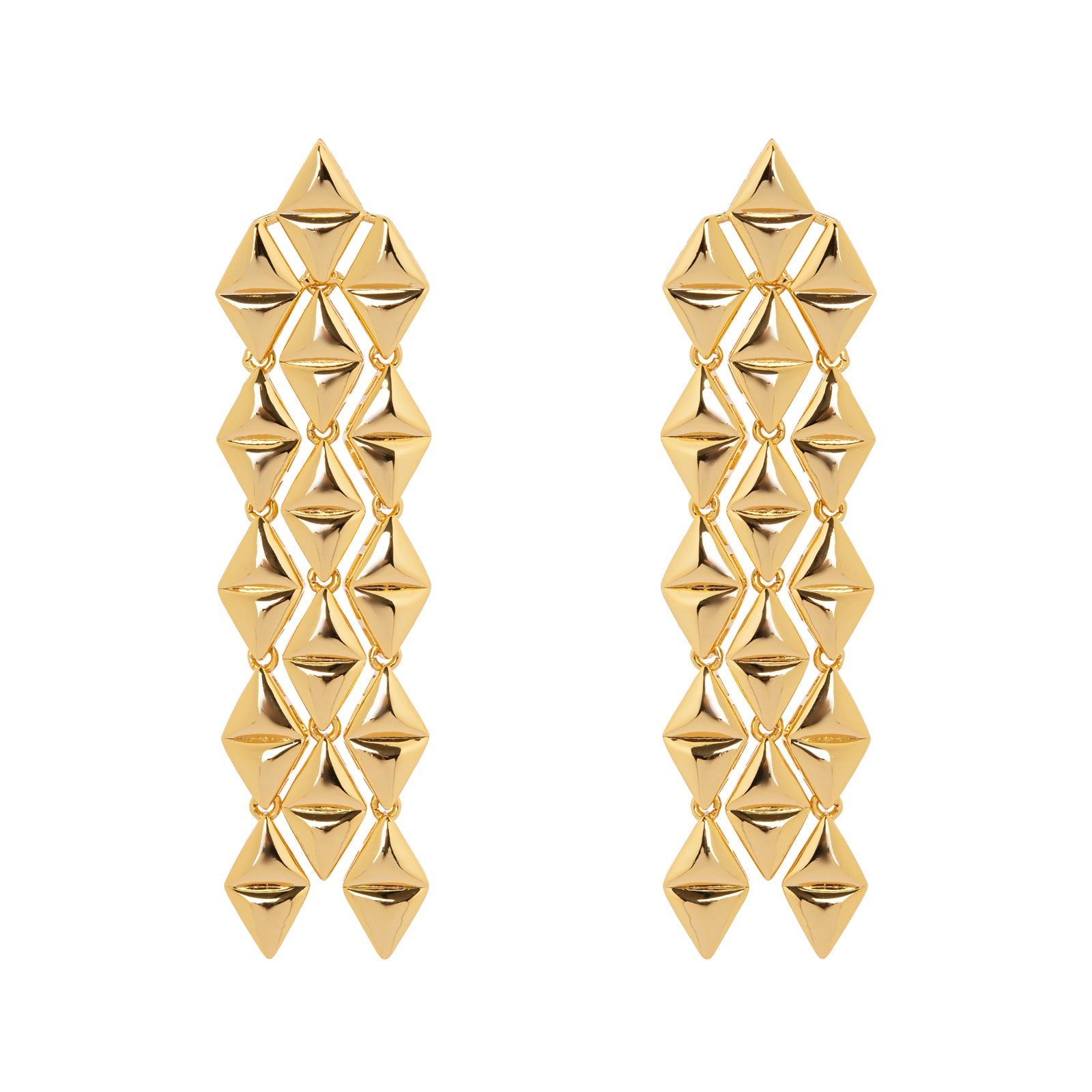 Long earrings with aureus triangles Eva - Gold - Sodini Bijoux