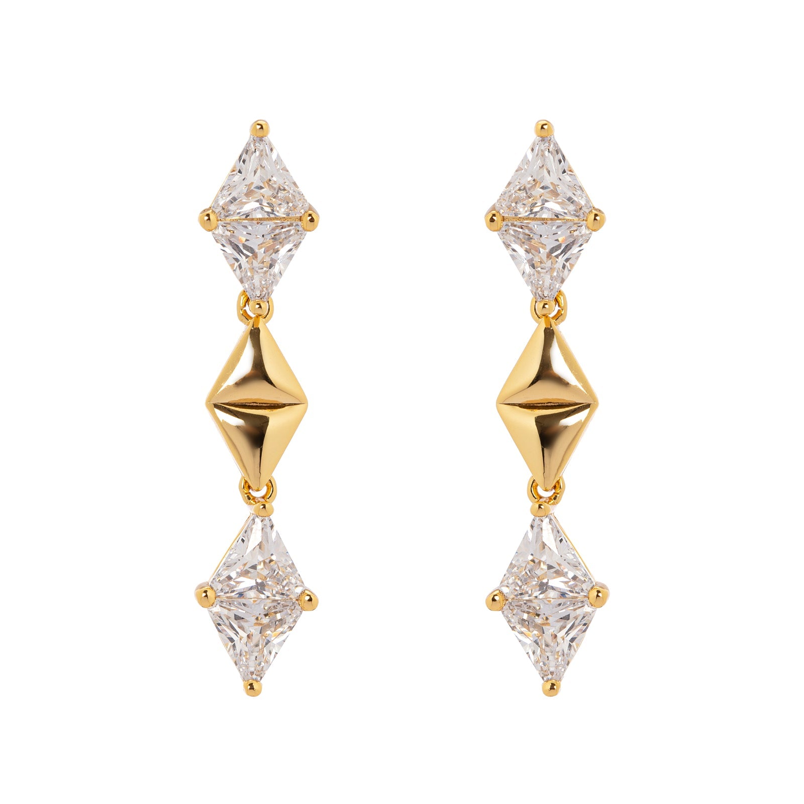 Three rhombuses earrings Eva - Gold - Sodini Bijoux