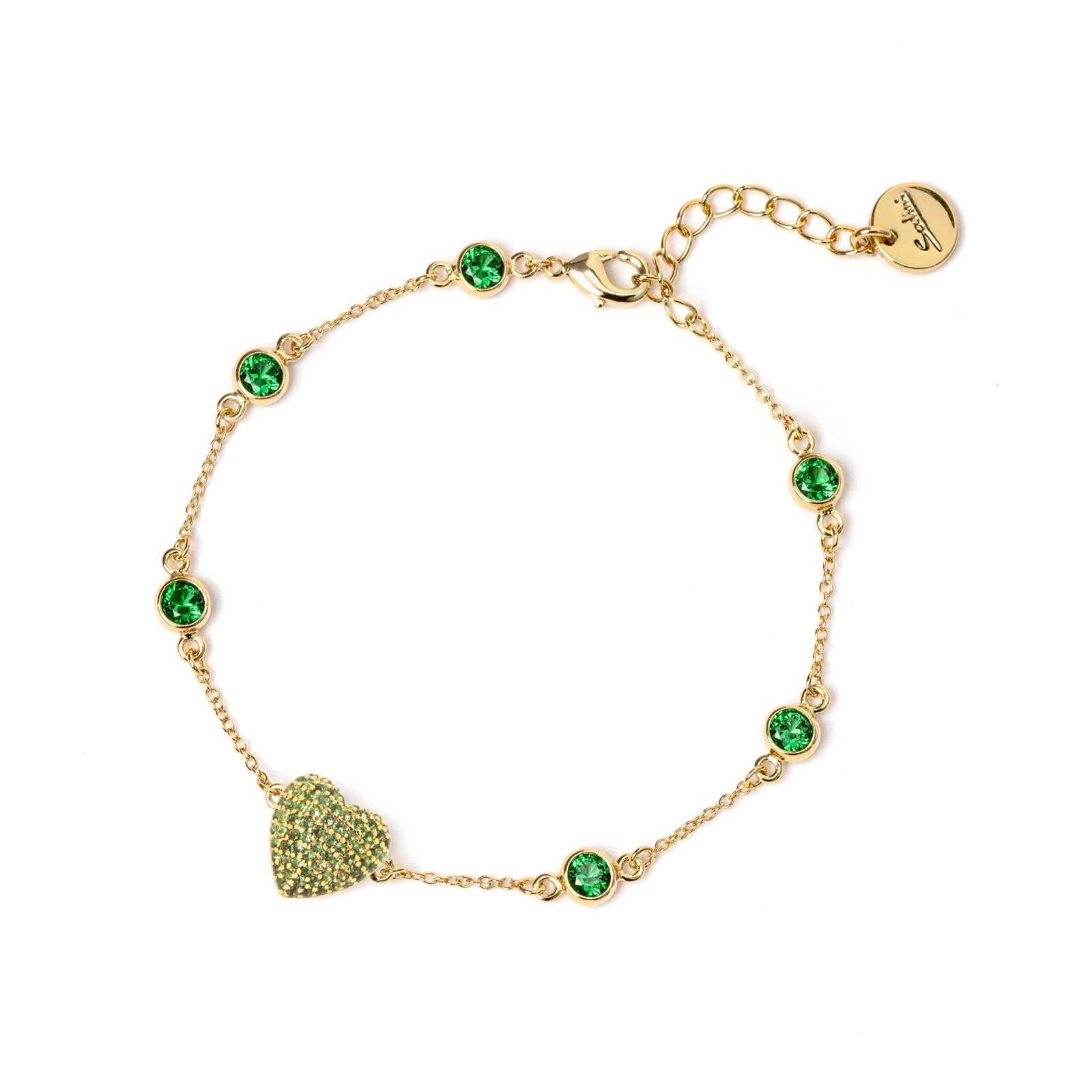 Bracciale catena e cuore Petit Pavè - Verde - Sodini Bijoux