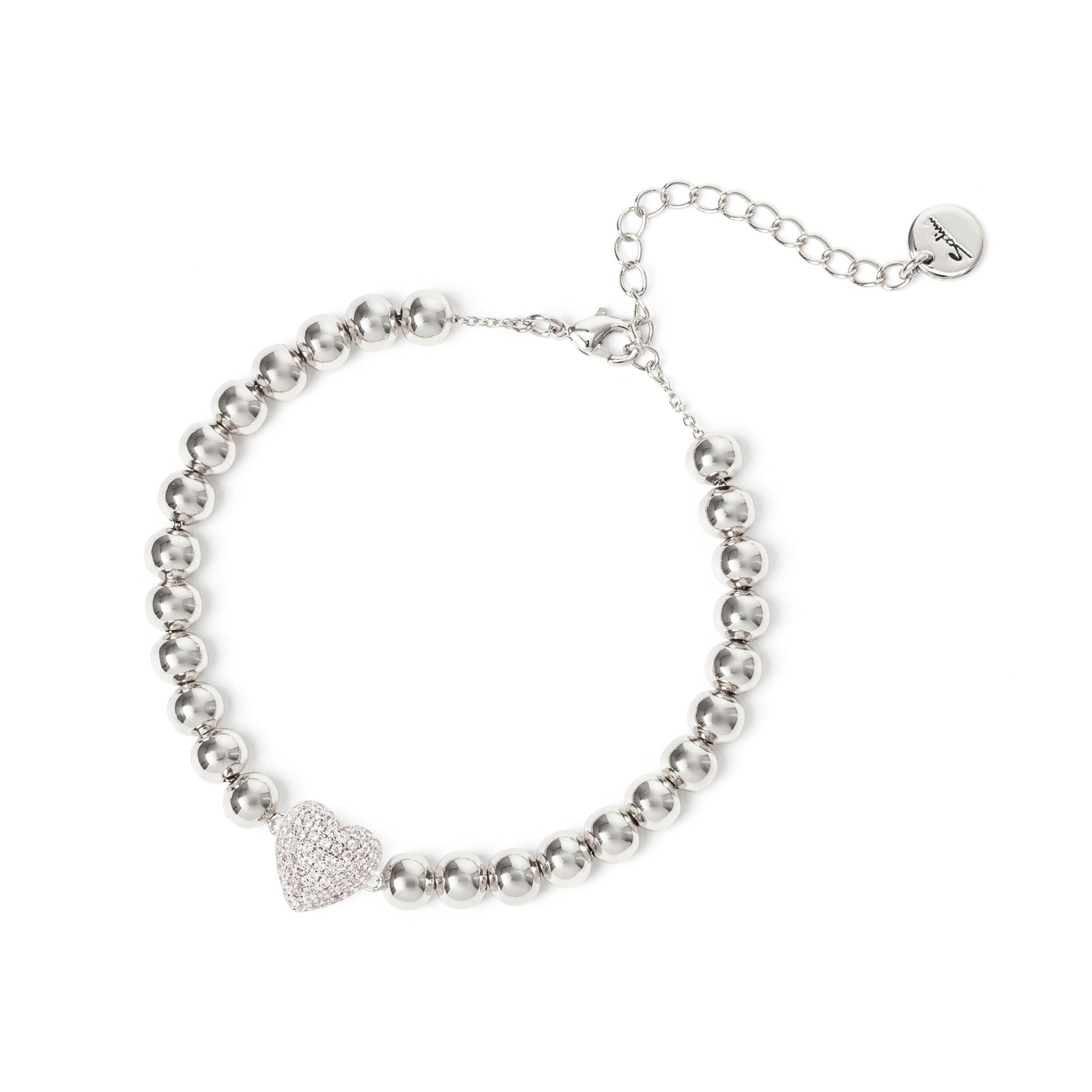 Bracciale boule e cuore Petit Pavè - Bianco - Sodini Bijoux